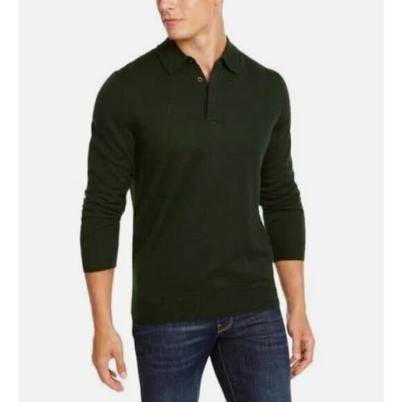 Club Room Green Merino Wool Blend Collared Polo Pullover Sweater - Size  L NWT - Picture 1 of 7
